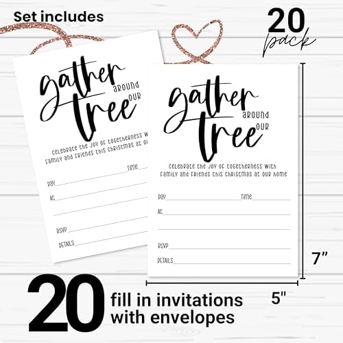 Paper Clever Party Festive Black White Christmas Tree Invitations 20 Pack