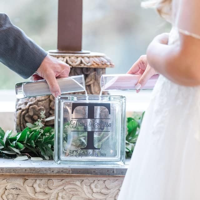 Glass Personalized Monogram Unity Sand Set for Weddings with Ink and Lid