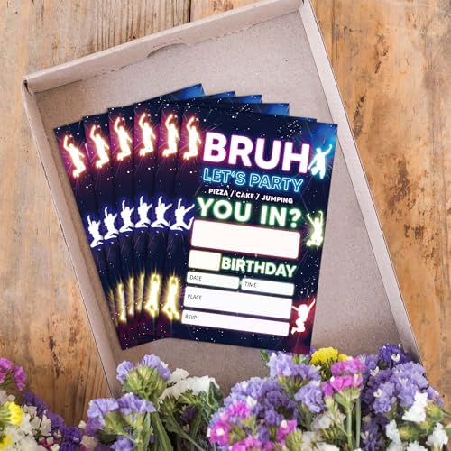 UIBOVA Glow Neon Birthday Invites 20 Pcs 4x6 with Envelopes