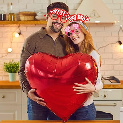 Kingdder 18 Pcs Valentines Day Headband and Glasses Set