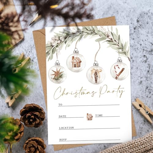 Whaline 25 Piece Christmas Invitation Set with Envelopes and Stickers