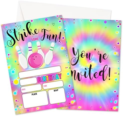 Tie Dye Birthday Invites With Envelopes 20 Pack