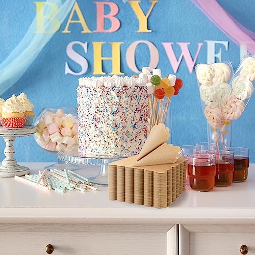 Fuutreo 100 Pcs Scalloped Kraft Napkins