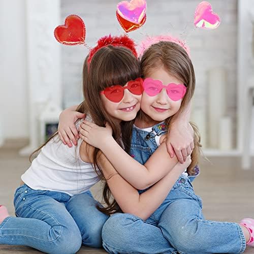 12Pcs Valentine Heart Headbands and Sunglasses for Kids Adults