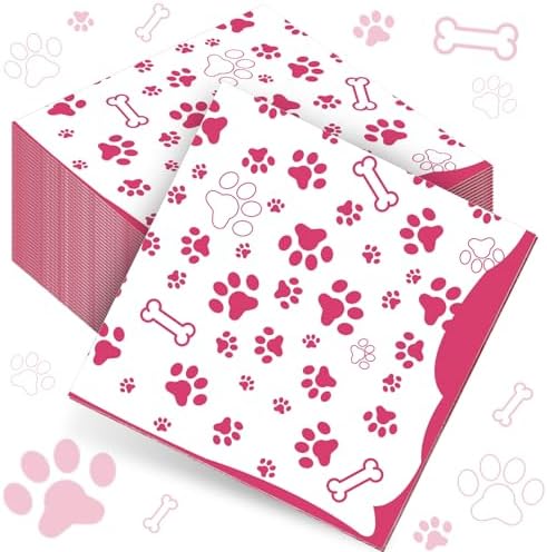 CHENGU 100 Piece Paw Print Napkins 2 Layers