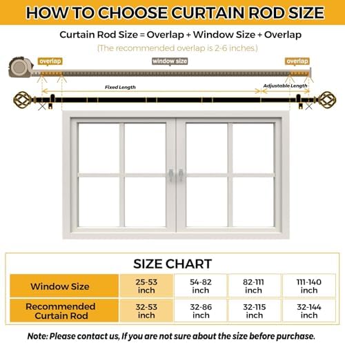 USFOOK Antique Silver Curtain Rod 32-58 Inches
