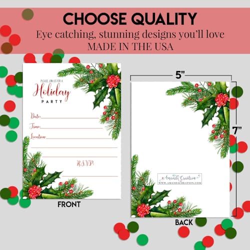 Amanda Creation Holiday Invitations with Envelopes 20 Pack