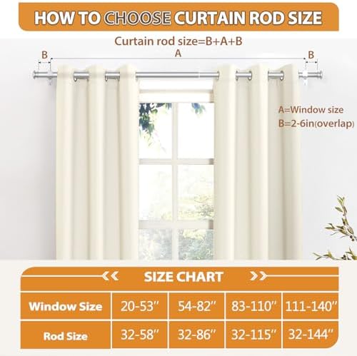 TONIAL Adjustable Single Curtain Rod Silver 32-58 Inch