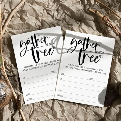 Paper Clever Party Festive Black White Christmas Tree Invitations 20 Pack