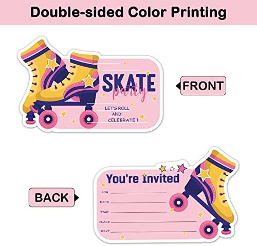REWIDPARTY Skate Party Shaped Invitations Set of 15