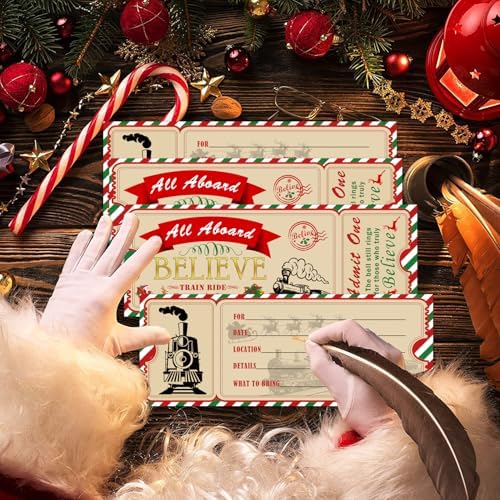 Christmas Believe Train Ticket Invitations with 25 Envelopes