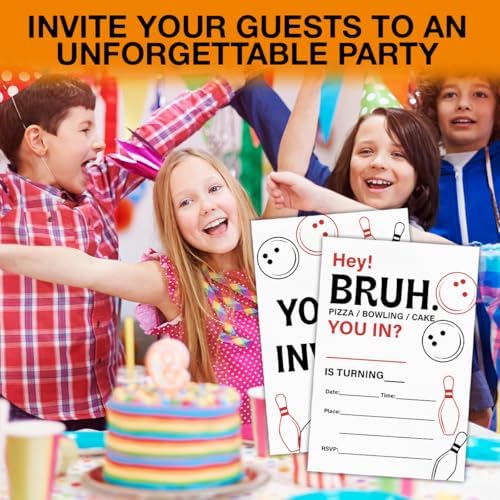 RNYJJ Bowling Birthday Invites with Envelopes 20 Count