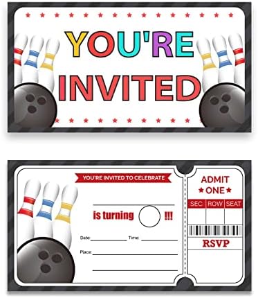 Bowling Birthday Party Invitations Set of 20 with Envelopes
