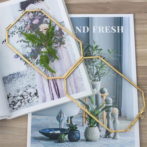 Pressed Flower Frame Brass Wall Decor 4x6 Inches Gold