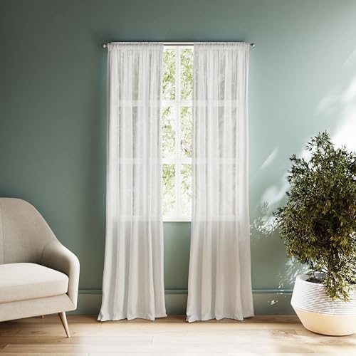Zenna Home Adjustable Tension Curtain Rod with Decorative Finials