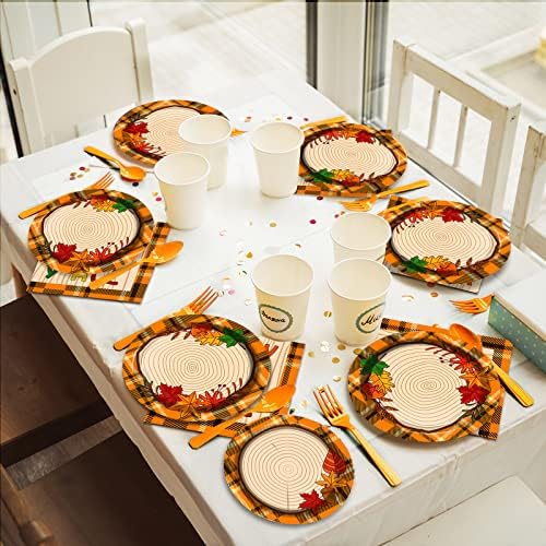 Chiazllta 96 Pcs Fall Tableware Set for Thanksgiving Party