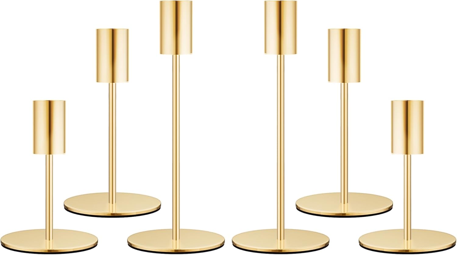 Set of 6 French Gold Taper Candle Holders