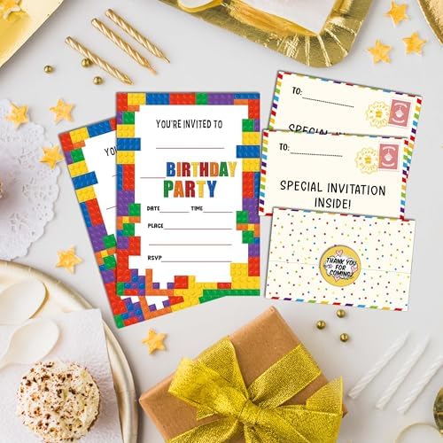 Kids Birthday Invitations with 20 Stickers
