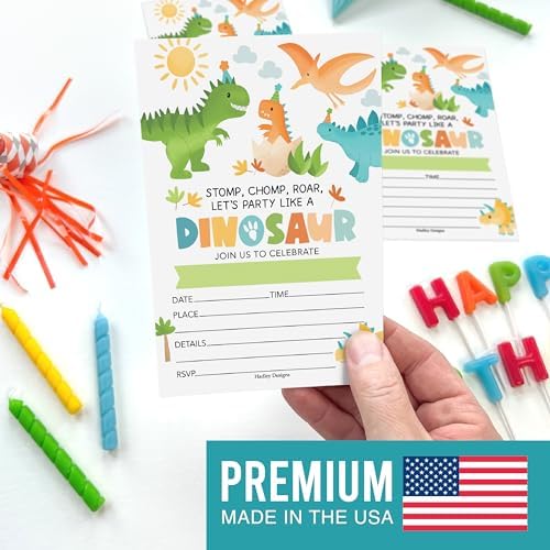 Hadley Designs Dinosaur Birthday Invitations 15-Pack 4x6