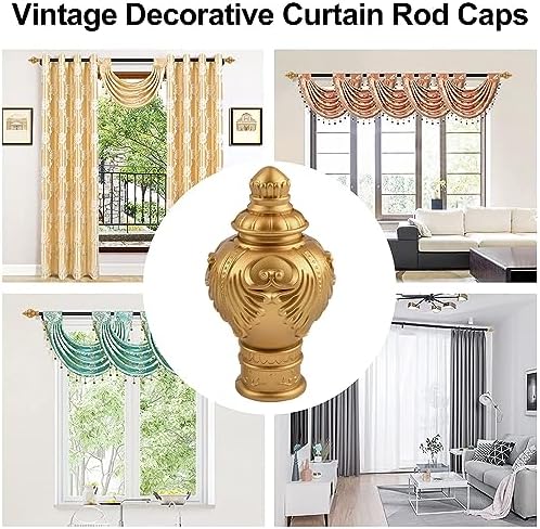 6Pcs Gold Plastic Curtain Finials for 28mm Rods