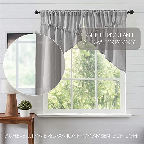 VHC Brands Burlap Dove Grey Farmhouse Curtains Set of 2 36x36x18