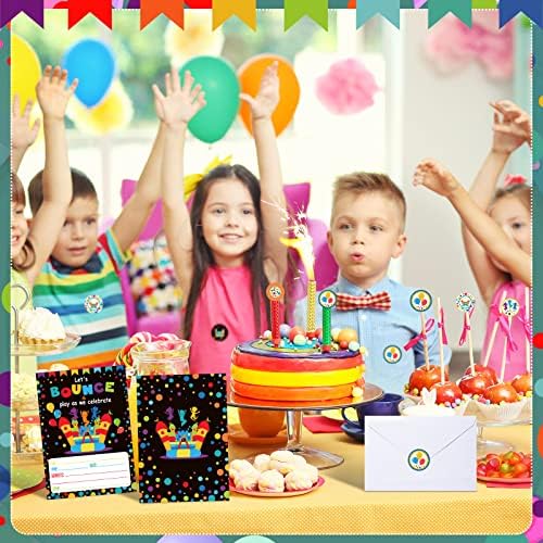 Pajean 30 Pack Bounce House Party Invitations with Stickers and Envelopes
