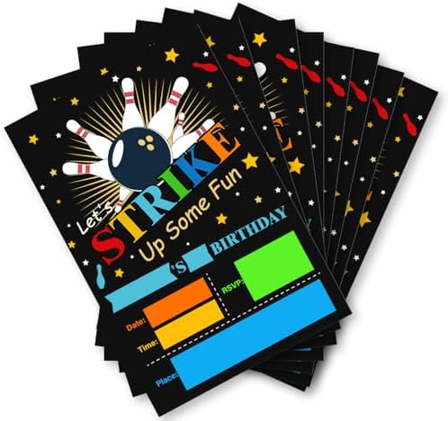 Soiceu Bowling Birthday Invites with Envelopes Set of 20