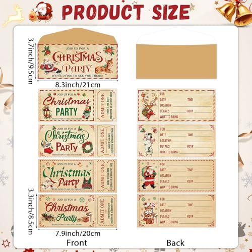80PCS Christmas Party Invites with Envelopes and Adhesive