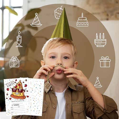 Pizza Party Birthday Invitations 20-Pack with Envelopes 1