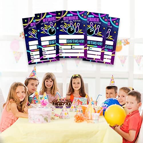 Fujloy Rainbow Neon Glow Bowling Invite Cards