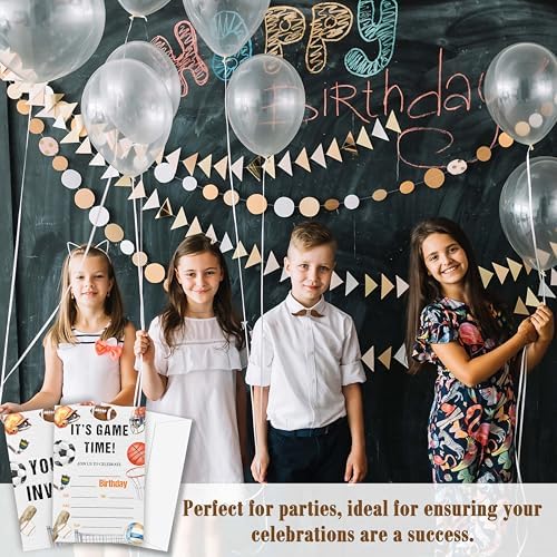 OXRUN Sports Birthday Invitations Set of 20 with Envelopes