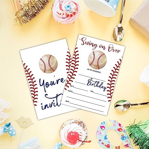 AWSICE Baseball Birthday Invitations 20 Cards with Envelopes