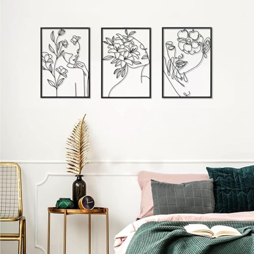 HOTNIU 3 Piece Black Metal Wall Decor Set