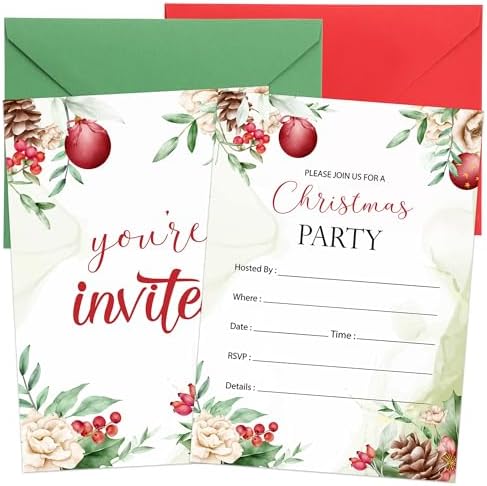 30 Pack Christmas Party Invites with Envelopes