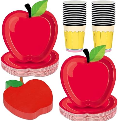 60PCS Back to School Disposable Tableware Set for 20 Guests