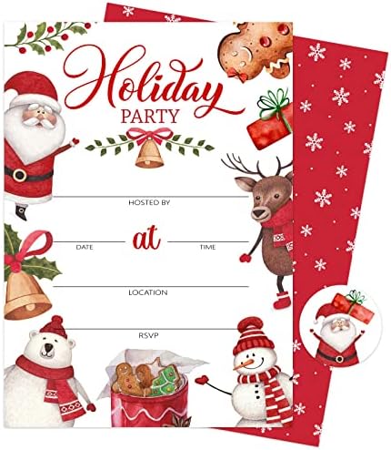 Whaline Christmas Party Invitations 25 Pack
