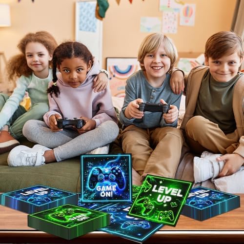 48Pcs Neon Game Party Napkins for Boys Girls