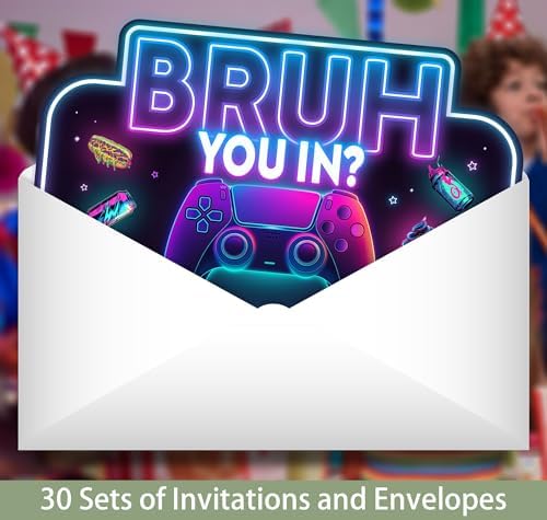 Feyerr Game Brother Birthday Invitations for Boys Double Sided Design