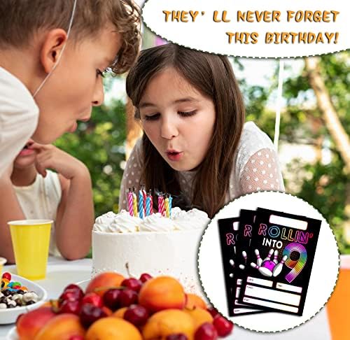 DETIHO 4x6 Bowling Birthday Party Invitations - 20 Sets