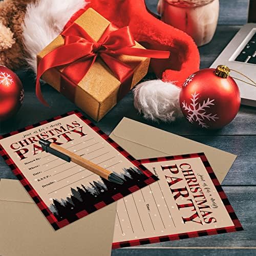 Whaline 25 Pack Christmas Invites with Kraft Envelopes