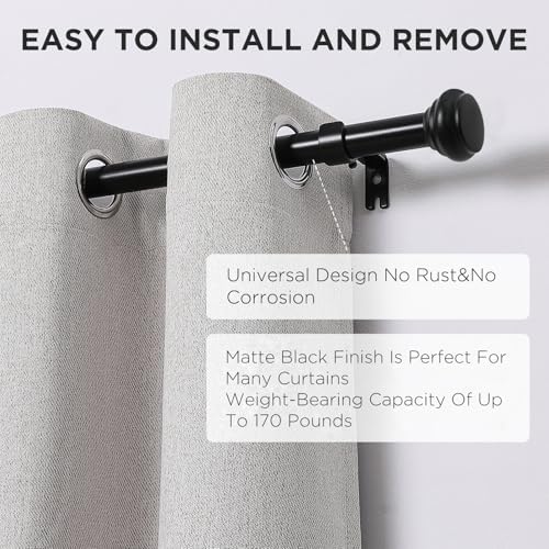 Joydeco Black Curtain Rod 32-88 Inch Adjustable Single Rod for Windows