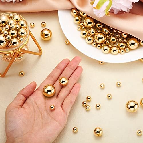 Junkin 500 Pcs Mixed Size Gloss Pearl Vase Fillers Gold