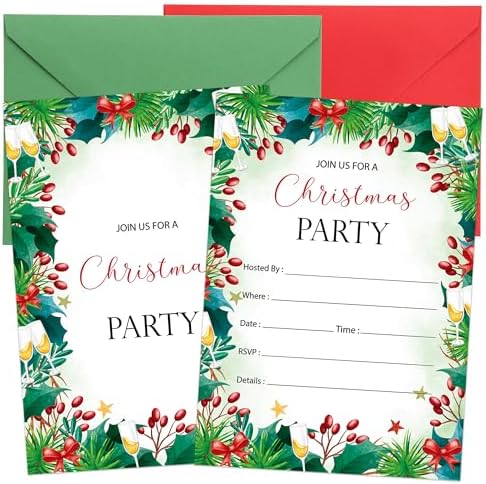 Lucleag 30 Christmas Party Invitations with Envelopes