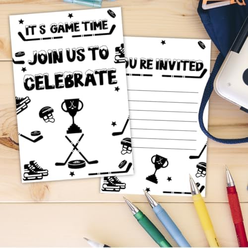 Ice Hockey Birthday Party Invitations for Boys 30 Cards