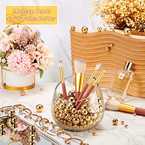 Junkin 500 Pcs Mixed Size Gloss Pearl Vase Fillers Gold