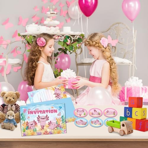 12 Pcs Axolotl Birthday Party Invitation Set