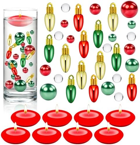 4114 Piece Christmas Vase Filler with Floating Candles and Clear Water Beads