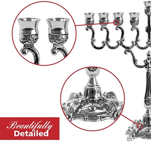 Ner Mitzvah Silver Plated Candle Menorah with Curved Branches