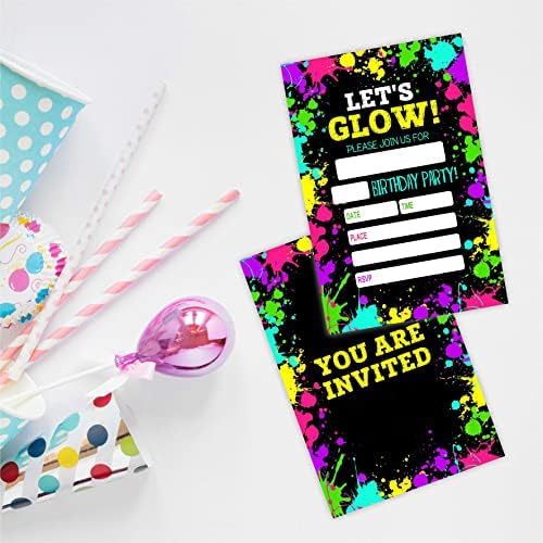 Lets Glow Birthday Party Invitation Cards 20 Count