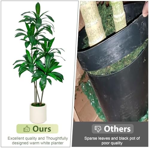 VIVATREES 6FT Artificial Dracaena Tree with White Planter
